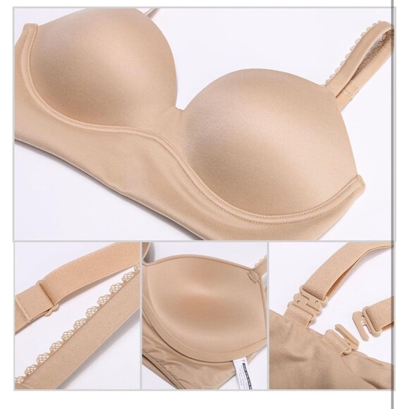 Haci Plunge Push Up Bra 34C Pull Over Beige - Picture 5 of 5